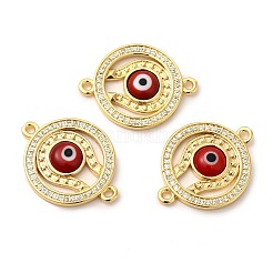 Rack Plating Real 18K Gold Plated Brass Micro Pave Clear Cubic Zirconia Connector Charms&nbsp;ZIRC-L102-03G