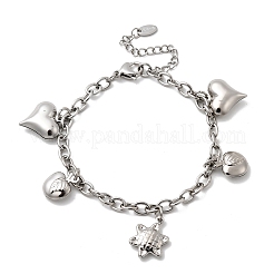 304 Stainless Steel Charm Bracelets&nbsp;BJEW-P368-06A-P