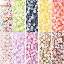 200G Frosted Baking Paint Crackle Glass Beads with Glitter Powder&nbsp;DGLA-YW0001-56A