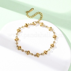 304 Stainless Steel Heart Link Bracelets for Women&nbsp;BJEW-L706-03G