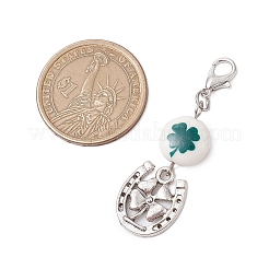 3Pcs Clover Synthetic White Jade Pendant Decorations&nbsp;HJEW-JM02913
