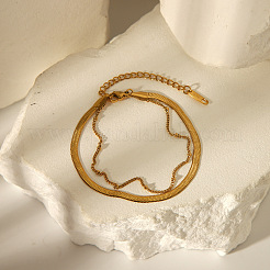 Double Layer Stainless Steel Snake Chain Anklets&nbsp;WG0E2ED-03