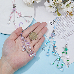 4Pcs Acrylic & Glass Mobile Straps&nbsp;HJEW-HS00026