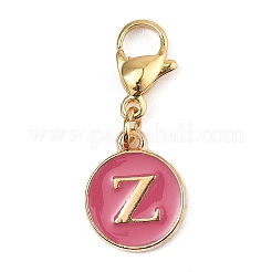 26Pcs 26 Styles Flat Round with Letter A`Z Alloy Enamel Pendant Decoration&nbsp;HJEW-JM02404