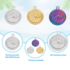 18Pcs 3 Colors 201 Stainless Steel Pendants&nbsp;STAS-DC0013-43