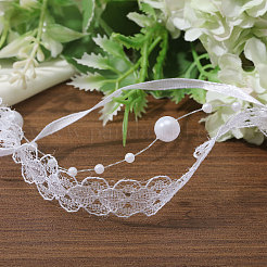 Polyester Flower Lace Ribbon&nbsp;OCOR-WH0097-21