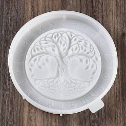 Flat Round with Tree of Life & Runes DIY Wall Decoration Silicone Molds&nbsp;LS-SIL-F007-04