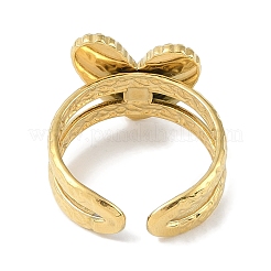 Ion Plating(IP) 304 Stainless Steel Enamel Heart Cuff Finger Rings&nbsp;RJEW-L107-088G-01