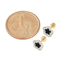Flower Glass & Polymer Clay Rhinestone Ear Fake Plugs&nbsp;EJEW-H105-32G
