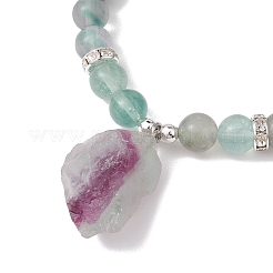 Raw Rough Natural Fluorite Charm Bracelets&nbsp;BJEW-JB10298-01