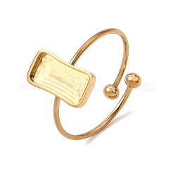 Retangle 304 Stainless Steel Open Cuff Bangle Makings with Bezel Tray&nbsp;SA-CBABF3F-04G-04