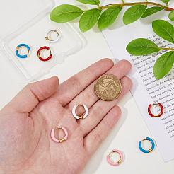 4 Pairs Two Tone 304 Stainless Steel Chunky Huggie Hoop Earrings with Enamel for Women&nbsp;EJEW-DC0001-37