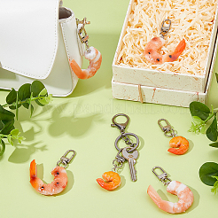 6Pcs 3 Styles Shrimp Meat PVC Pendant Decorations&nbsp;HJEW-DC0001-33