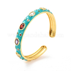 Colorful Cubic Zirconia Cuff Bangle&nbsp;BJEW-D448-27G-RS