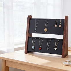Double-Layer Wooden Jewelry Display Stand&nbsp;ODIS-WH0099-284B