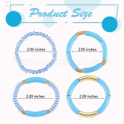 4Pcs 4 Style Acrylic Chunky Curved Tube Stretch Bracelet Sets&nbsp;BJEW-SW00074-03