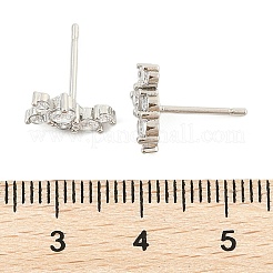 Brass Micro Pave Clear Cubic Zirconia Stud Earrings&nbsp;EJEW-R016-26P-16