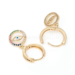 Brass Micro Pave Cubic Zirconia Huggie Hoop Earrings&nbsp;EJEW-G276-15G