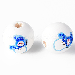 Painted Natural Wood Round Beads&nbsp;WOOD-N006-183