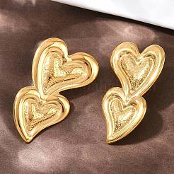 304 Stainless Steel Heart Stud Earrings&nbsp;EJEW-I320-24G-05
