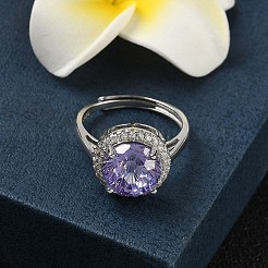 925 Sterling Silver Micro Pave Cubic Zirconia Finger Rings&nbsp;RJEW-B134-01A-04