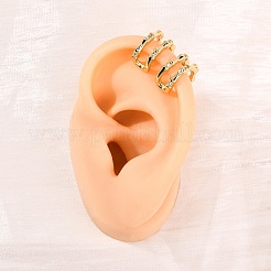 Brass Micro Pave Clear Cubic Zirconia Two-layer C-Shaped Cuff Earrings&nbsp;LS-EJEW-D328-05G-01