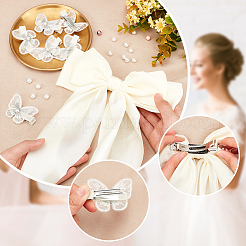 1Pc Big Bowknot Polyester Hair Barrettes & 6Pcs Butterfly Iron Alligator Hair Clips&nbsp;OHAR-GA0001-04