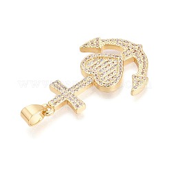 Brass Micro Pave Clear Cubic Zirconia Pendants&nbsp;KK-N268-88G