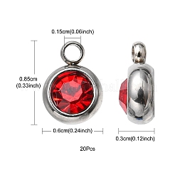 20Pcs 201 Stainless Steel Rhinestone Charms&nbsp;STAS-YW0002-02B