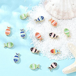 20Pcs Light Gold Tone Alloy Enamel Beads&nbsp;FIND-YW0010-21