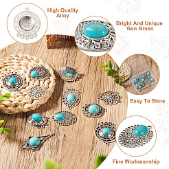 16Pcs 8 Styles Tibetan Style Alloy Chandelier Components&nbsp;FIND-TA0001-91