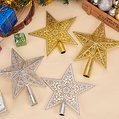4Pcs 4 Style Plastic Christmas Treetop Star Ornament&nbsp;AJEW-GA0006-06