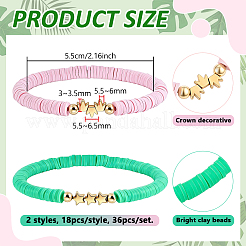 36Pcs 2 Style Handmade Polymer Clay Heishi Beads Stretch Bracelets&nbsp;BJEW-WA00001