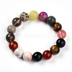 Natural Mixed Gemstone Round Beads Stretch Bracelets for Women Men &nbsp;G-T141-20