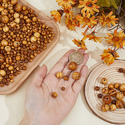 760Pcs 6 Styles Original Color Natural Wood Beads&nbsp;WOOD-PA0001-71