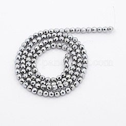 Grade A Electroplate Magnetic Synthetic Hematite Round Beads Strands&nbsp;G-N0014-3mm-18B