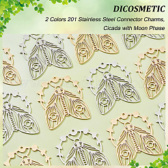 12Pcs 2 Colors 201 Stainless Steel Pendants&nbsp;STAS-DC0012-21
