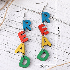 Back to School Wood Dangle Earrings&nbsp;FS-WG1F780-01