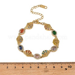 Ocean Theme 304 Stainless Steel Rhinestone Link Chain Bracelets for Women&nbsp;SA-CBA183D-09A-G