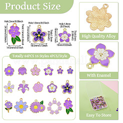 64Pcs 16 Styles Alloy Enamel Pendants&nbsp;ENAM-TA0004-02