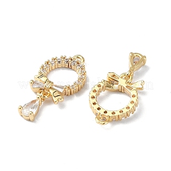 Brass Micro Pave Cubic Zirconia Pendants&nbsp;FIND-Z026-08G