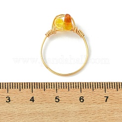 Natural Amber Beads Finger Rings&nbsp;RJEW-JR01038