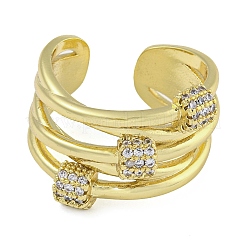 Brass Micro Pave Clear Cubic Zirconia Open Cuff Rings&nbsp;RJEW-Z046-05G-01