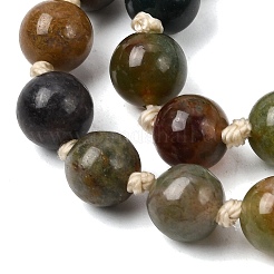 Natural Indian Agate Mala Prayer Round Beaded Wrap Necklaces with Long Tassel and Metal Tree of Life&nbsp;FS-WG93CBE-01