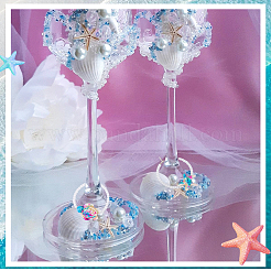 6Pcs 6 Styles Glass Seed Beads & Dyed Synthetic Turquoise Sea Turtle Starfish Wine Glass Charms&nbsp;HJEW-SC00190