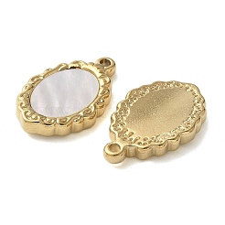 Oval 304 Stainless Steel Natural Shell Pendants Ion Plating(IP)&nbsp;STAS-U037-01G-02