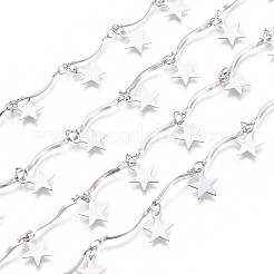 Tarnish Resistant Handmade 304 Stainless Steel Scalloped Bar Link Chains&nbsp;CHS-L024-008P