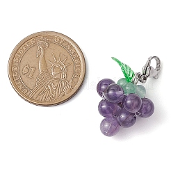 4Pcs 4 Styles Grape Natural Green Aventurine & Hemimorphite & Rose Quartz & Carnelian & Amethyst Pendant Decoration&nbsp;HJEW-TA00293