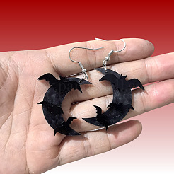 Moon with Bat Acrylic Dangle Earrings&nbsp;FS-WG30C67-02