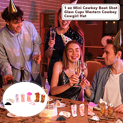 Cowboy Style Plastic Boots Wine Glasses & Cowgirl Hat&nbsp;AJEW-GA0007-67